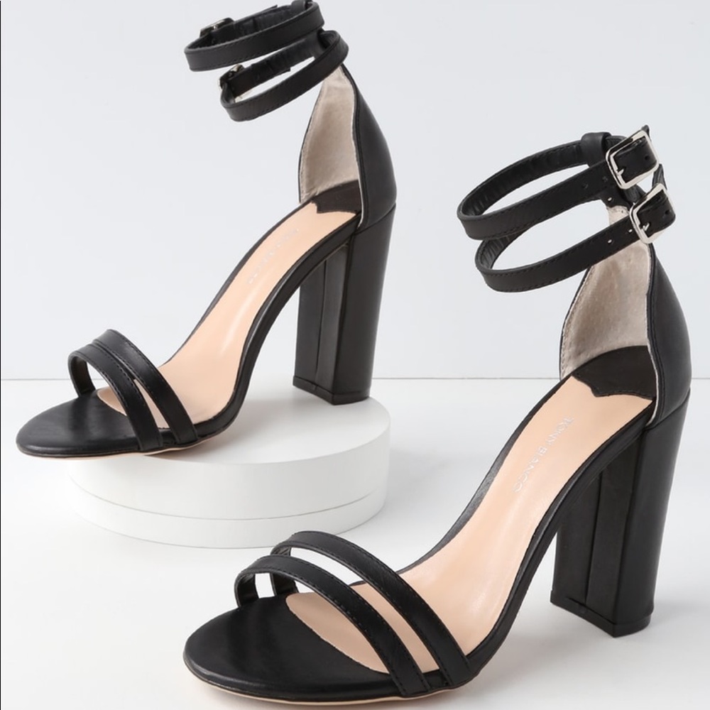Kelly Black Monaco Leather Ankle Strap Heels - Picture 4 of 4